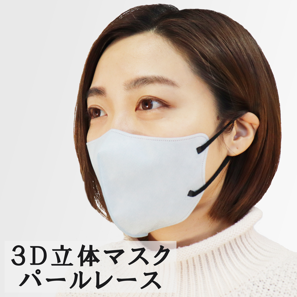 3D立体マスクスマートタイプバイカラーパールレースのマスク写真とマスクを着用した女性のバナー画像